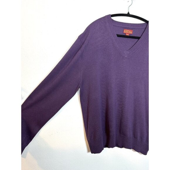 Vintage Haband Lions Den Sweater Large Mens‎ Purple V-Neck Pullover 70L Acrylic - Picture 6 of 8